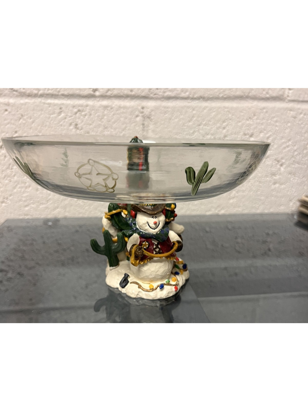 Sonoma Life+Styles SW Snowman Christmas Ceramic & Glass Painted Candy Dish
